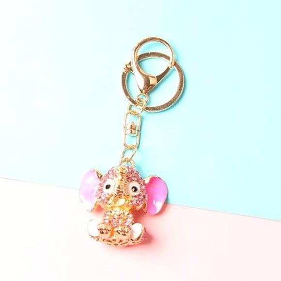Elephant Rhinestone Bag Charm Keychain - NWT - Picture 2 of 2